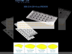 PC 3030 LED avanzado Óptica de 92% de transmisión de luz Gran ángulo antirreflejo para iluminación urbana de calles y aparcamientos
