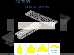 72 IN1 3030 LEDs Lente óptica 250.75x74.75mm Anti-brillo Energía-eficiente haz de enfoque de material de PC Lente adecuada para calles y luces de inundación